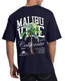Aiyino Mens Malibu Vibe Palm Tree California Casual Short Sleeve T-Shirt | Perfect for Surf Travel Great for Beach Lovers West Coast Fans.