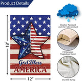 Louise Maelys 4th of July Garden Flag 12x18 Inch, Welcome God Bless America Small Patriotic Star Yard Flag, Double Sided Independence Day Banner Sign Outdoor Outside Decoration Lawn Porch Farmhouse
