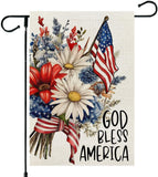 CROWNED BEAUTY 4th of July Garden Flag God Bless America 12x18 Inch Double Sided Independence Day Patriotic Yard Decorations for Outside