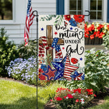 CROWNED BEAUTY 4th of July Garden Flag Patriotic Cross Double Sided 12x18 Inches Small Burlap Holiday Welcome Yard Porch Decoration for Outside CF1829-12