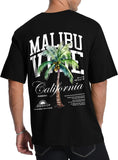 Aiyino Mens Malibu Vibe Palm Tree California Casual Short Sleeve T-Shirt | Perfect for Surf Travel Great for Beach Lovers West Coast Fans.