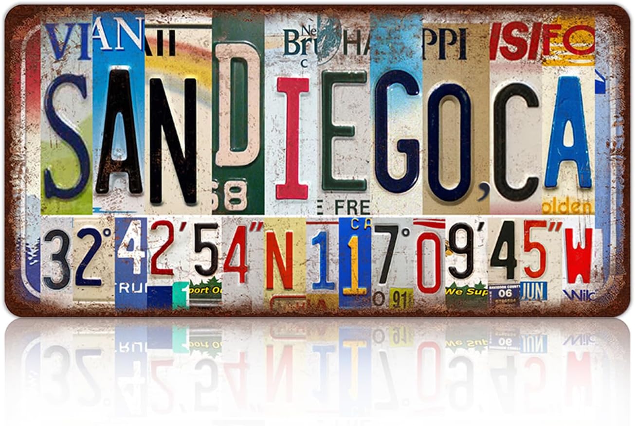San Diego, California Vintage Metal License Plate