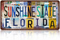 Vintage Metal Licesne Plate Sunshine State Florida   12 x 6 Inches