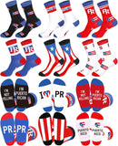 6 Pairs Puerto Rico Themed Crew Socks