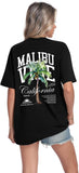 Aiyino Mens Malibu Vibe Palm Tree California Casual Short Sleeve T-Shirt | Perfect for Surf Travel Great for Beach Lovers West Coast Fans.