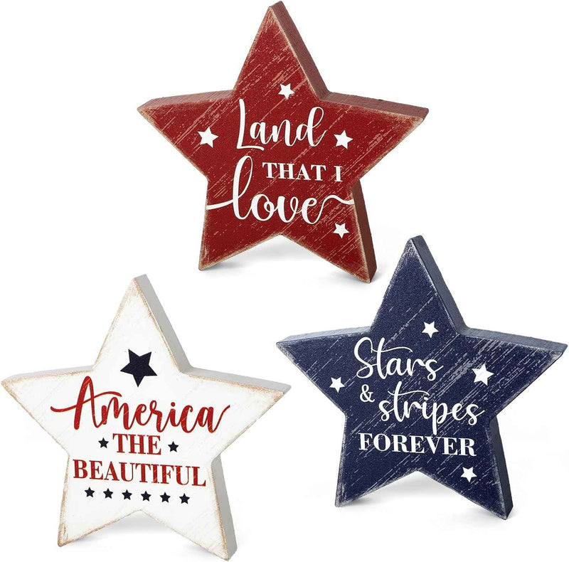 American Patriot Wooden Stars Table Decorations