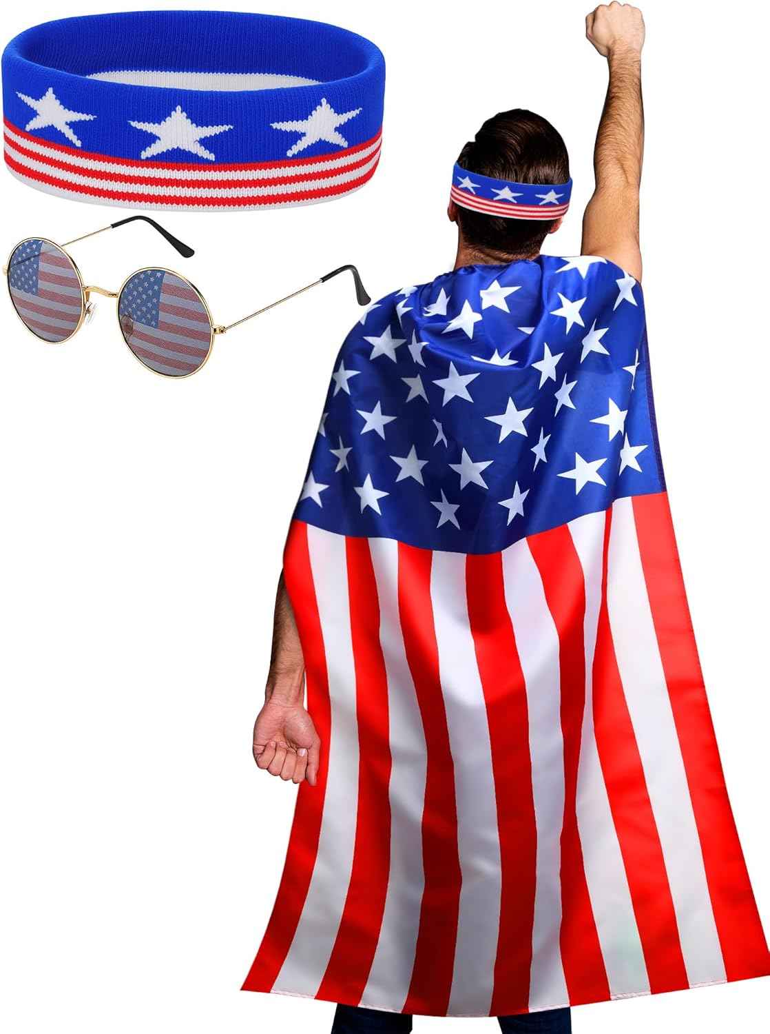 American Flag Costume w/ Cape, Sunglasses & Headband
