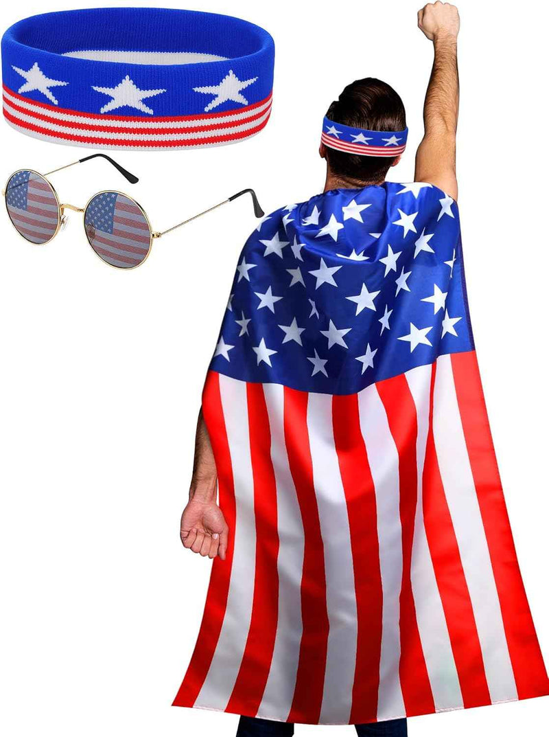 American Flag Costume w/ Cape, Sunglasses & Headband