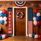 Fourth of July Decorations American Flag Banners Independence Day Memorial Day Decor Patriotic Decorations Indoor and Outdoor Hanging - Red White Blue American Flag