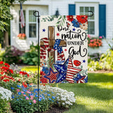 CROWNED BEAUTY 4th of July Garden Flag Patriotic Cross Double Sided 12x18 Inches Small Burlap Holiday Welcome Yard Porch Decoration for Outside CF1829-12