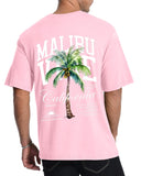 Aiyino Mens Malibu Vibe Palm Tree California Casual Short Sleeve T-Shirt | Perfect for Surf Travel Great for Beach Lovers West Coast Fans.