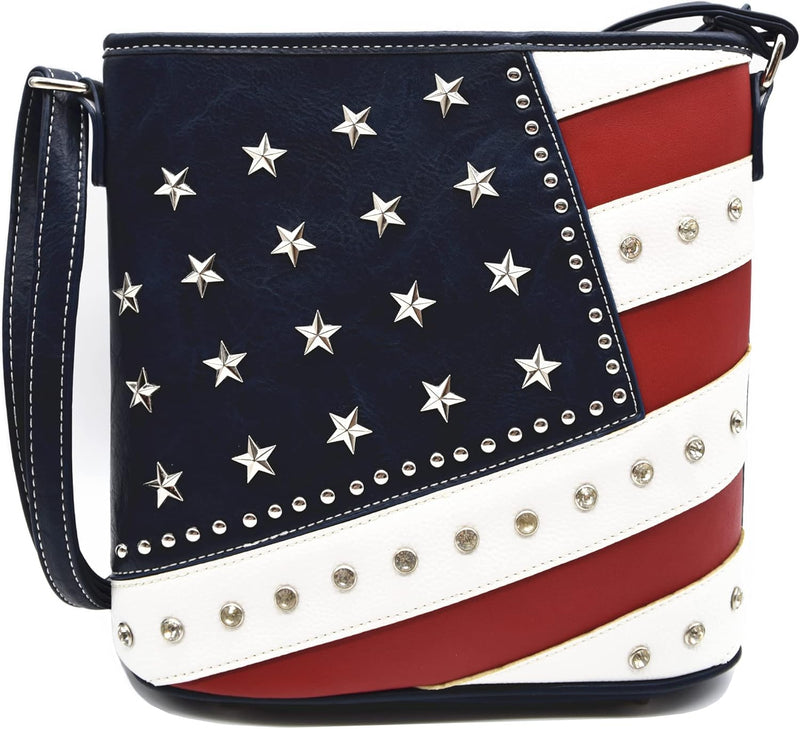 American Flag Stars and Stripes Studs Crossbody Purse/Handbag