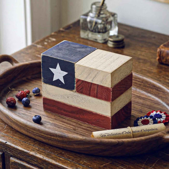 Rustic American Flag Wooden Blocks USA