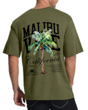 Aiyino Mens Malibu Vibe Palm Tree California Casual Short Sleeve T-Shirt | Perfect for Surf Travel Great for Beach Lovers West Coast Fans.