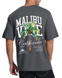 Aiyino Mens Malibu Vibe Palm Tree California Casual Short Sleeve T-Shirt | Perfect for Surf Travel Great for Beach Lovers West Coast Fans.