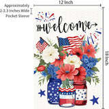Patriotic garden flag 12x18 Vertical Double Sided Patriotic Mason Jar Flowers Burlap Yard Flag Red Blue Memorial Day Independence Day Holiday Outside DecorationsHoliday Festivities