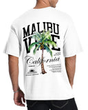 Aiyino Mens Malibu Vibe Palm Tree California Casual Short Sleeve T-Shirt | Perfect for Surf Travel Great for Beach Lovers West Coast Fans.