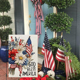 CROWNED BEAUTY 4th of July Garden Flag God Bless America 12x18 Inch Double Sided Independence Day Patriotic Yard Decorations for Outside