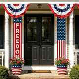 Fourth of July Decorations American Flag Banners Independence Day Memorial Day Decor Patriotic Decorations Indoor and Outdoor Hanging - Red White Blue American Flag