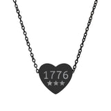 Engraved 1776 Heart Necklace — Patriotic Stainless / Silver Pendant