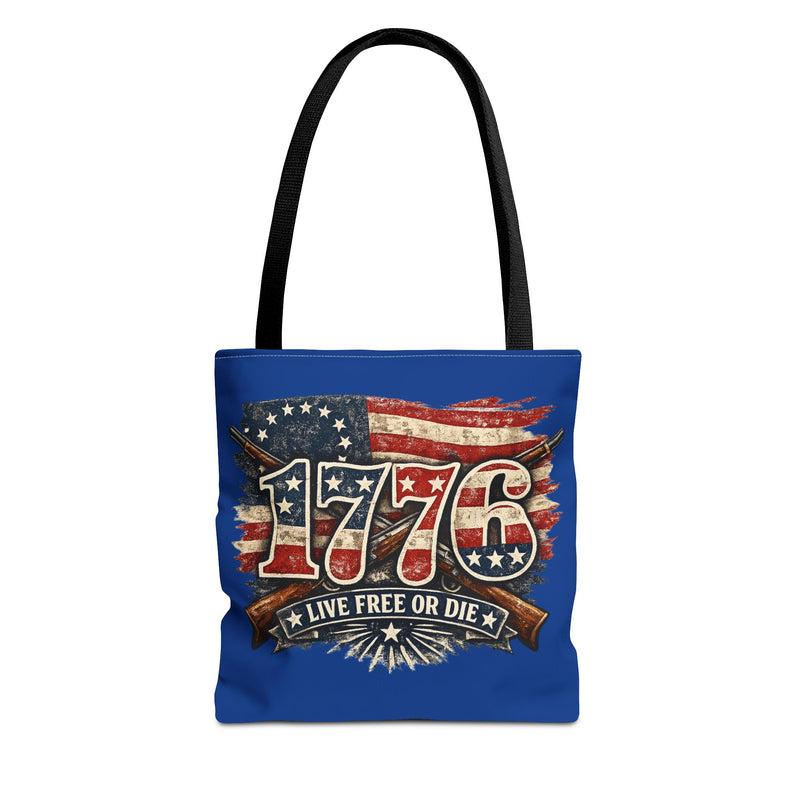 1776 'Live Free or Die' Patriotic Tote Bag