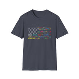 National Parks Flag T-Shirt — Colorful Badge Names (Badlands, Sequoia)