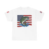 USA American Flag Bass Fishing T-Shirt – Made in USA