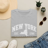 New York Excelsior T-Shirt — Vintage State Map Tee (Est. 1788)