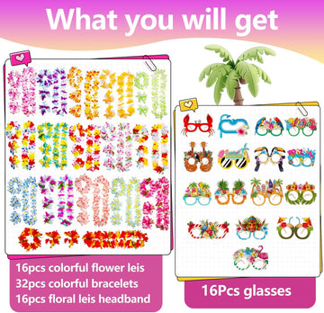 80 Leis for Luau Party Decorations Luau Party Glasses Bracelets product photo 3