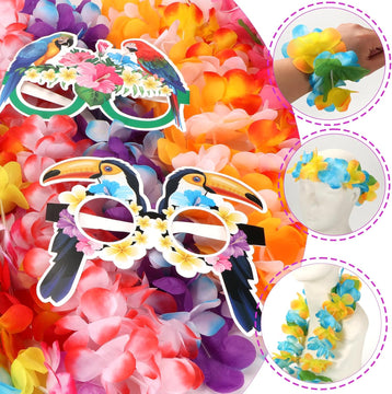 80 Leis for Luau Party Decorations Luau Party Glasses Bracelets product photo 5