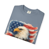 Bald Eagle w/ USA Flag Watercolor America T‑Shirt