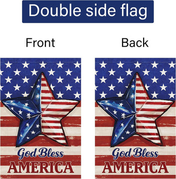 Louise Maelys 4th of July Garden Flag 12x18 Inch, Welcome God Bless America Small Patriotic Star Yard Flag, Double Sided Independence Day Banner Sign Outdoor Outside Decoration Lawn Porch Farmhouse