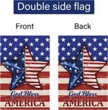 Louise Maelys 4th of July Garden Flag 12x18 Inch, Welcome God Bless America Small Patriotic Star Yard Flag, Double Sided Independence Day Banner Sign Outdoor Outside Decoration Lawn Porch Farmhouse