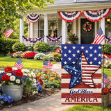 Louise Maelys 4th of July Garden Flag 12x18 Inch, Welcome God Bless America Small Patriotic Star Yard Flag, Double Sided Independence Day Banner Sign Outdoor Outside Decoration Lawn Porch Farmhouse