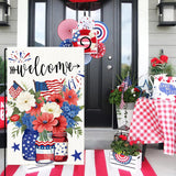Patriotic garden flag 12x18 Vertical Double Sided Patriotic Mason Jar Flowers Burlap Yard Flag Red Blue Memorial Day Independence Day Holiday Outside DecorationsHoliday Festivities