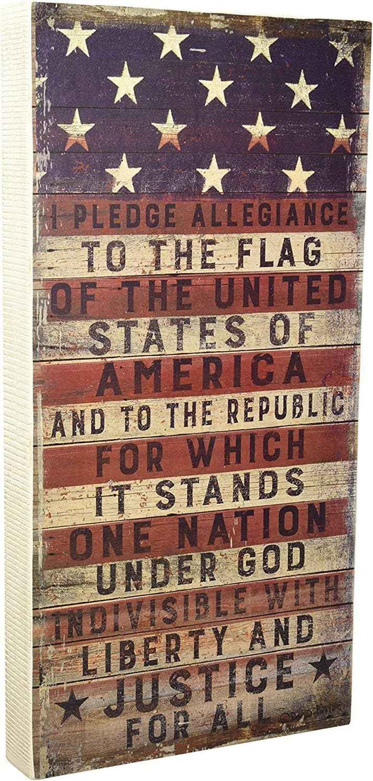Rustic Pledge to The Flag Wooden Sign, 9 x 18-Inches