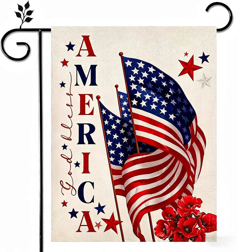 Patriotic America & Welcome Garden Flags 12×18.8 Inch Double Sided