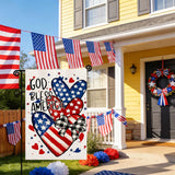 Patriotic 4th of July Garden Flag Independence Day Garden Flags 12x18 Inch Double Summer Blue Red Memorial Day American Stars and Stripes Love Heart Yard Outdoor Decoration