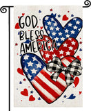 Patriotic 4th of July Garden Flag Independence Day Garden Flags 12x18 Inch Double Summer Blue Red Memorial Day American Stars and Stripes Love Heart Yard Outdoor Decoration