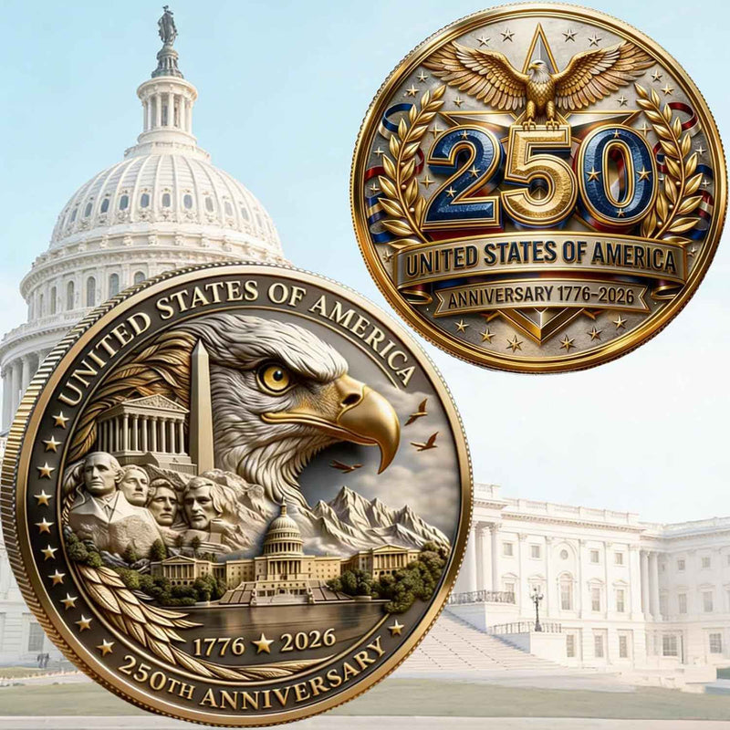 America 250th Anniversary Commemorative Coin,USA 250th Anniversary Coin Challenge,for Patriotism,250 Year American Anniversary Coin American Eagle & Patriotic Symbols Collectible (Style 5) Style 5