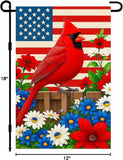 IVN Patriotic Cardinal Garden Flag 12x18 Inch Double Sided Yard Decor