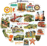 California Hand-Illustrated Watercolor Stickers -  (27 Pcs)
