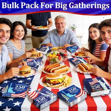 150 Pieces USA 250th Anniversary Cocktail Napkins, 6.5" x 6.5"