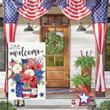 Patriotic garden flag 12x18 Vertical Double Sided Patriotic Mason Jar Flowers Burlap Yard Flag Red Blue Memorial Day Independence Day Holiday Outside DecorationsHoliday Festivities