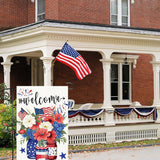Patriotic garden flag 12x18 Vertical Double Sided Patriotic Mason Jar Flowers Burlap Yard Flag Red Blue Memorial Day Independence Day Holiday Outside DecorationsHoliday Festivities
