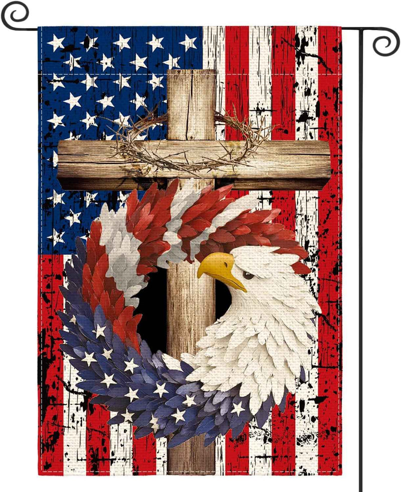 AVOIN colorlife Eagle Wreath 4th of July Memorial Day Garden Flag 12x18" | Double Sided, Weather & Fade Resistant, Yard Outdoor Decoration, for Outside, Patriotic Stars and Stripes