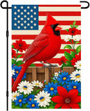 IVN Patriotic Cardinal Garden Flag 12x18 Inch Double Sided Yard Decor