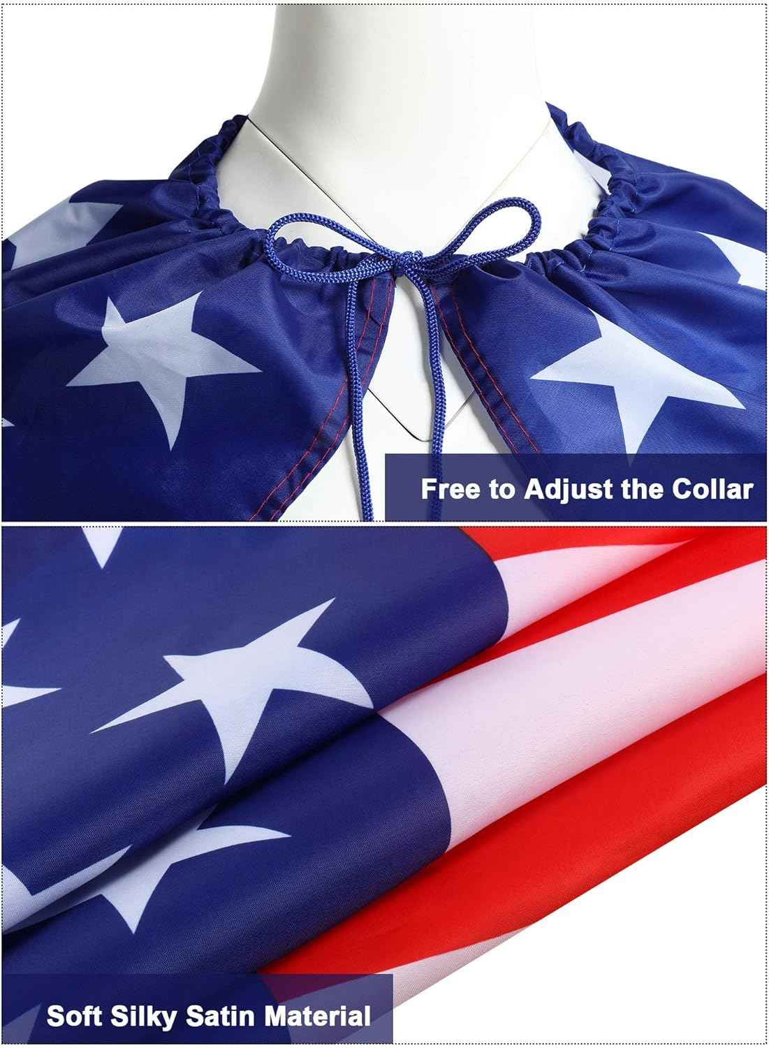 American Flag Costume w/ Cape, Sunglasses & Headband