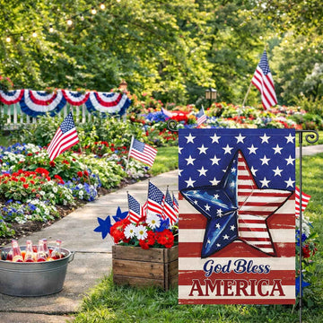 God Bless America Patriotic Garden Flag 12x18 Inch