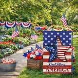 Louise Maelys 4th of July Garden Flag 12x18 Inch, Welcome God Bless America Small Patriotic Star Yard Flag, Double Sided Independence Day Banner Sign Outdoor Outside Decoration Lawn Porch Farmhouse